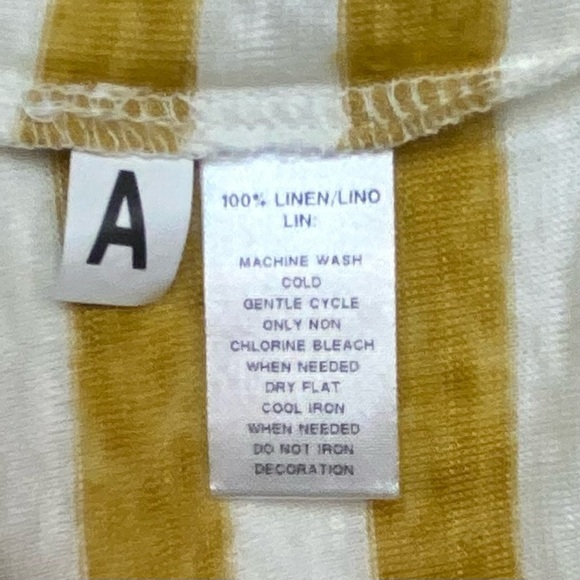 LOFT Linen Women’s V Neck Yellow/cream Striped 3/4 Sleeve Top XS.EUC - Picture 9 of 12